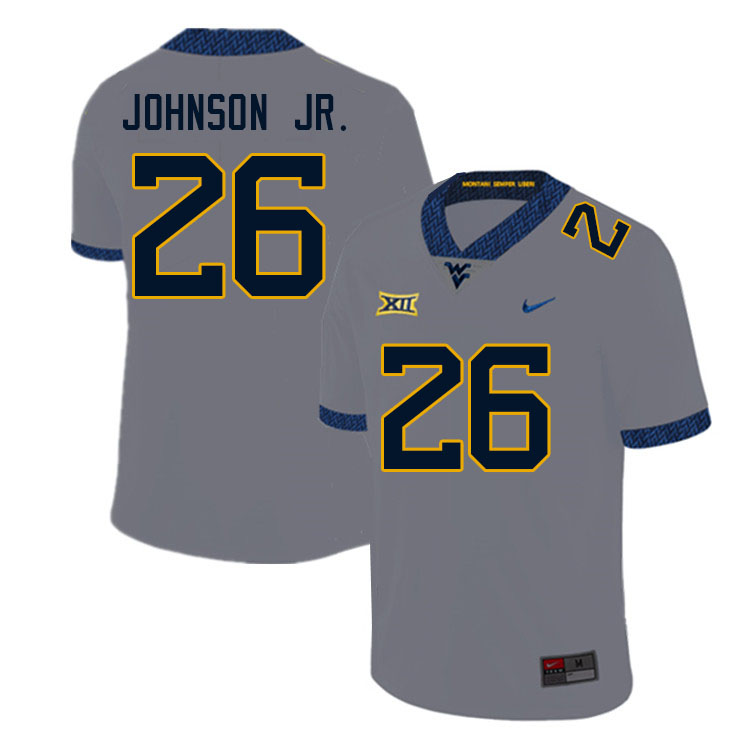 Men #26 Justin Johnson Jr. West Virginia Mountaineers College Football Jerseys Sale-Gray - Click Image to Close